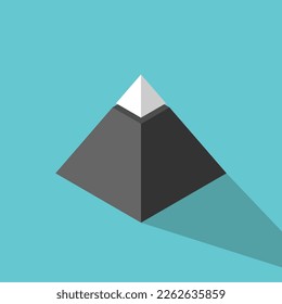 Isometric minimal mountain or pyramid. Nature, minority, majority, Pareto principle, social inequality, top and bottom concept. Flat design. EPS 8 vector illustration, no transparency, no gradients