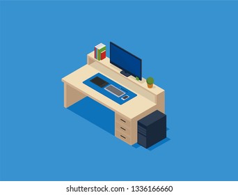 Isometric minimalist desk