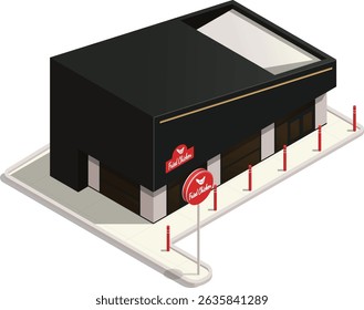 Restaurante de frango frito minimalista isométrico