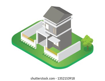 Isometric Minimalistic illustration on the theme of navigation - Vector