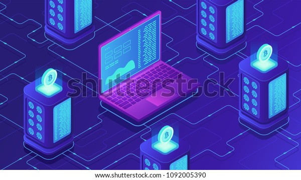 Isometric Mining Farm Concept Bitcoin Mining Stock Vector Royalty - 