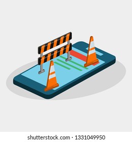 isometric mobile application development concept vector illustration symbol