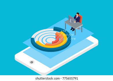 Isometric mobile concept infographic