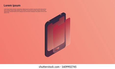 isometric mobile phone flat background design.