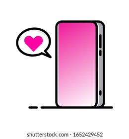 Isometric mobile phone pink design. Illustration phone of the wifi notification, Vector Illustrations