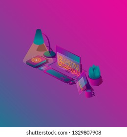 Isometric mobile phone. Smart and calligraphic. 3d vector illustration. - Vector