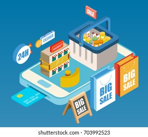 Isometric Mobile Shopping