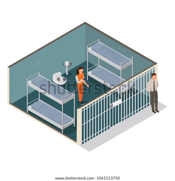 Isometric Model Modern Prison Woman Prison Stock Vector (Royalty Free ...