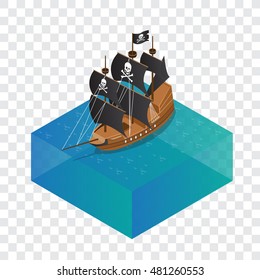 Isometric Model Pirate Ship With Fog And Water