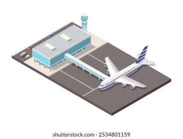 Isometric modern airport view.  Vector Illustration