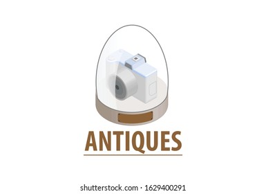 Isometric Modern Antique Camera Display, Suitable for Diagrams, Infographics, Game Asset, And Other Graphic Related Assets