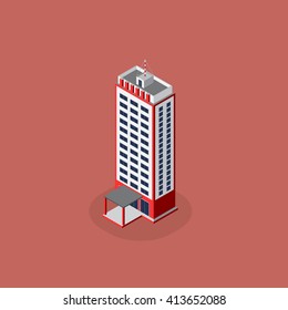 Isometric modern architecture icon illustration. 