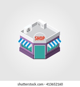 Isometric modern architecture icon illustration. 