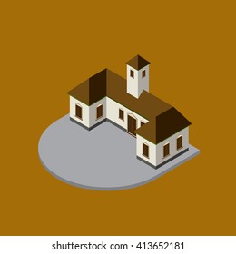 Isometric modern architecture icon illustration. 