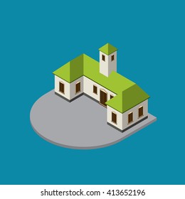 Isometric modern architecture icon illustration. 