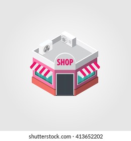 Isometric modern architecture icon illustration. 