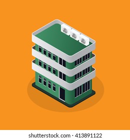 Isometric modern architecture icon illustration. 