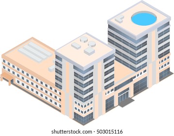 isometric modern business center on a white background