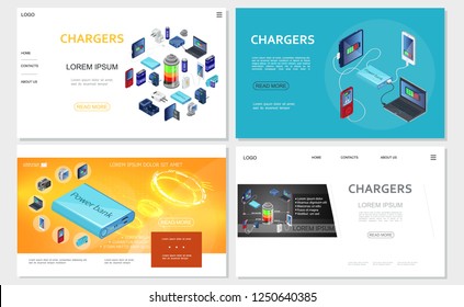 Isometric Modern Chargers Websites Set 