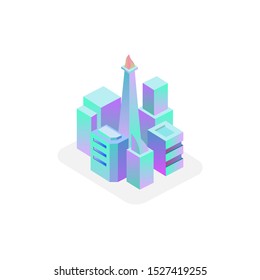 Isometric modern city in blue gradient vector