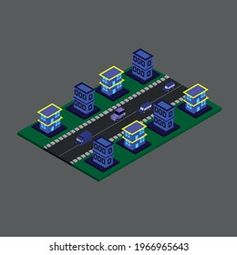 Isometric Modern City Buildings . Flat Building Vector illustration