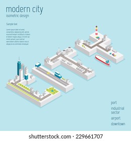 Isometric modern city vector illustration