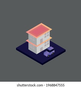 isometric modern colorful flat building design vector