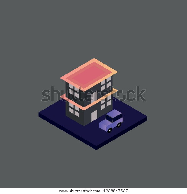 isometric\
modern colorful flat building design\
vector