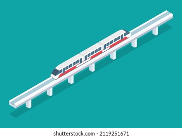 Isometric Modern High Speed Train. Vector Illustration