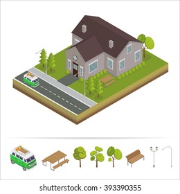 Isometric Modern House. Real Estate Business. Vector illustration