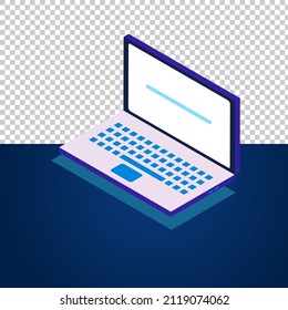 Isometric modern laptop digital technology concept flat design isolated on transparent background