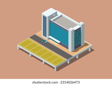 isometric modern office or hotel building.