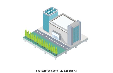 isometric modern office or hotel building.on white background.3D design.isometric vector design Illustration.