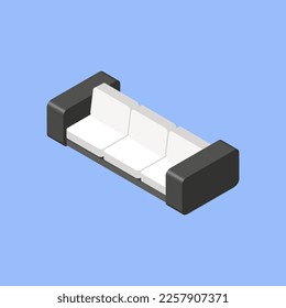 Isometric modern Sofa. 3D furniture for decoration room. Home design object. Vector illustraion concept