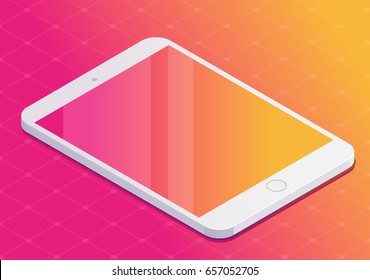 Isometric modern touch tablet on modern background. For info-graphics and design. Vector illustration.