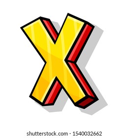 Isometric Modern Yellow And Red Alphabet Font Capital Letter X For Any Design Vector Illustration
