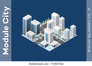 Isometric module is area landscape skyscrapers for constructing the design and construction of dimensional city for creativity and conceptual presentation