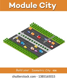 Isometric module is area landscape speed highway and road for constructing the design and construction of dimensional city for creativity and conceptual presentation