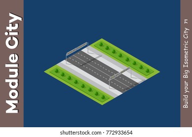 Isometric module is area landscape speed highway and road for constructing the design and construction of dimensional city for creativity and conceptual presentation