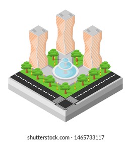 isometric module office building object one