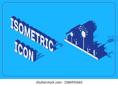 Isometric Mold icon isolated on blue background.  Vector Illustration
