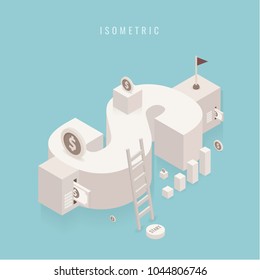 isometric. Money Transfer. 3D. vector illustration. on blue background