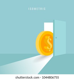 isometric. Money Transfer. 3D. vector illustration. on blue background