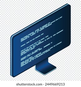 Isometric monitor. Computer monitor isometric desktop. Modern monitor. Vector illustration