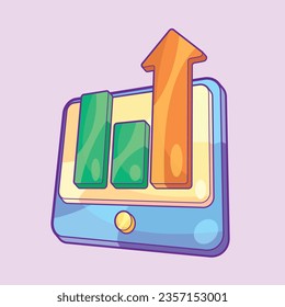 Isometric Monitor Screen with Growth Chart Bar Vector