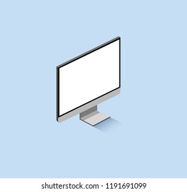 Isometric monitor vector. Digital isometria with white screen