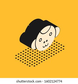 Isometric Monkey zodiac sign icon isolated on yellow background. Astrological horoscope collection.  Vector Illustration
