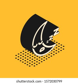 Isometric Moon icon isolated on yellow background. Cloudy night sign. Sleep dreams symbol. Night or bed time sign.  Vector Illustration
