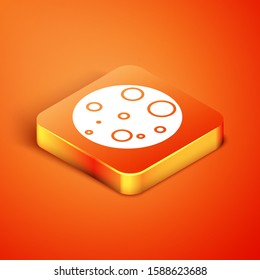 Isometric Moon icon isolated on orange background.  Vector Illustration