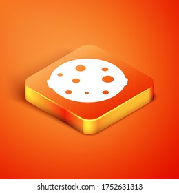 Isometric Moon icon isolated on orange background. Vector Illustration